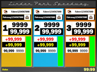 Rennbildschirm digital fr Fahrer 1-3 auf Monitor 1